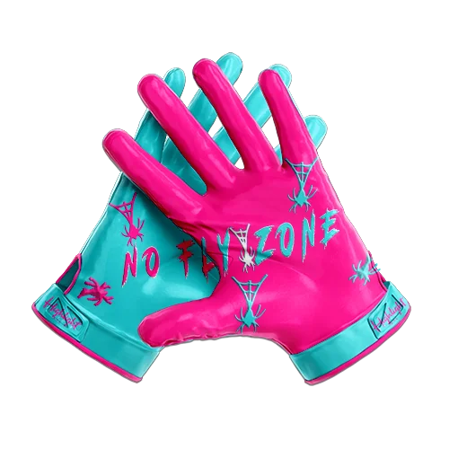 No Fly Zone; Pink Web/ Ultra Grip Football Gloves