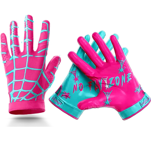 No Fly Zone; Pink Web/ Ultra Grip Football Gloves